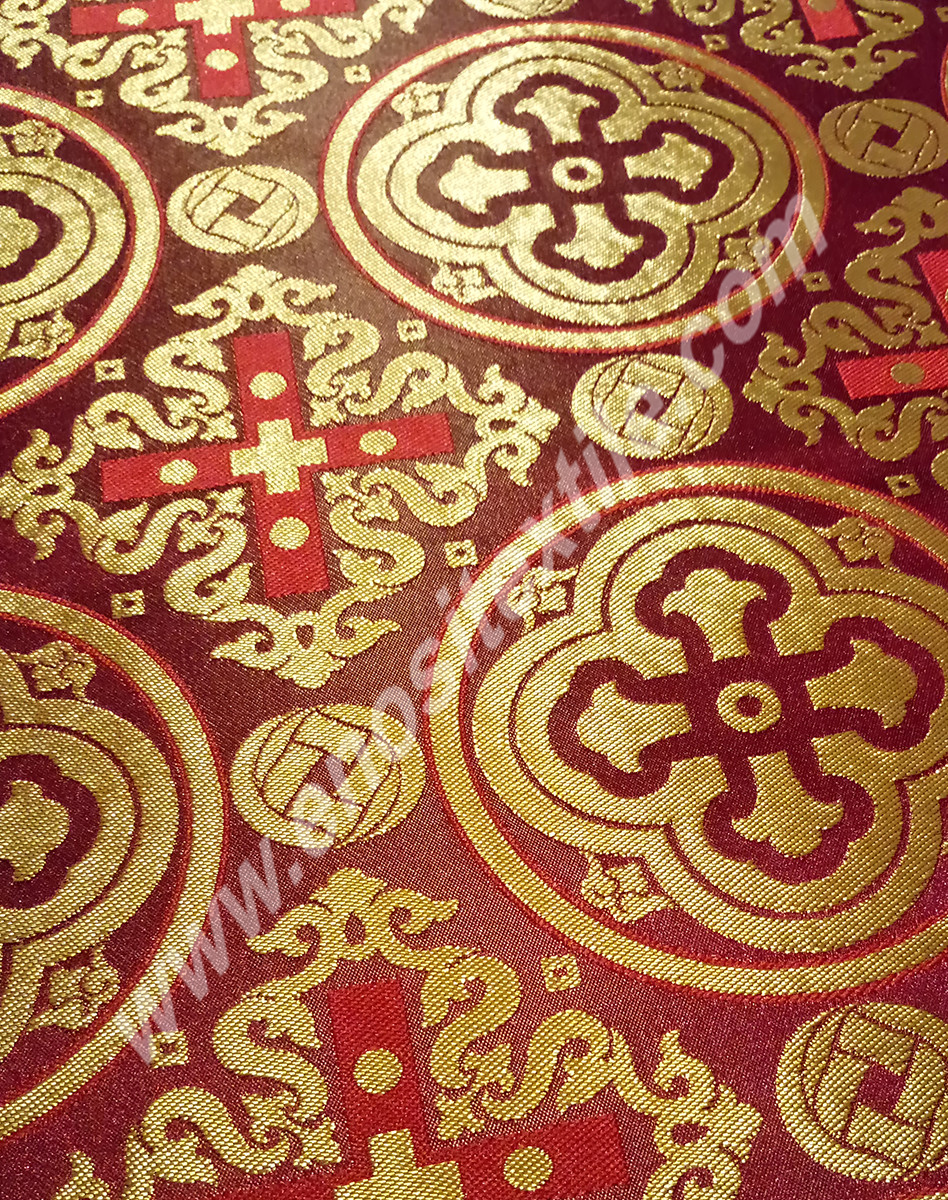 KL-037 Claret Red-Gold Brocade Fabrics